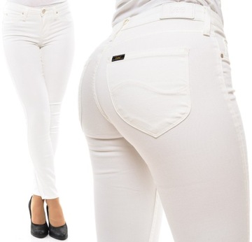 LEE spodnie SUPER SKINNY white jeans JODEE W25 L31