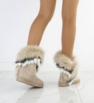 БЕЖЕВЫЕ ТЕПЛЫЕ СНЕЖНЫЕ БОТИНКИ НА МЕХЕ 40