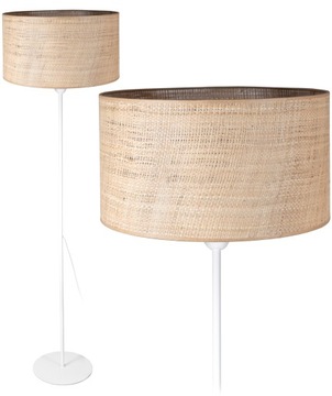 LAMPA STOJĄCA PODŁOGOWA NOWOCZESNA BOHO SŁOMKA RATTAN ABAŻUR 40CM LOFT LED