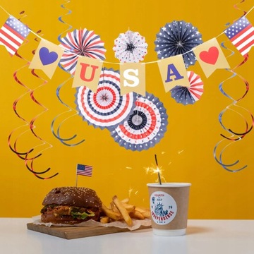 1 zestaw dekoracji ściennych USA 4 lipca