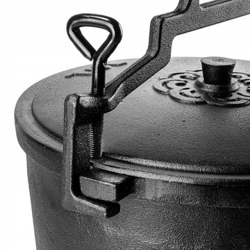 ЧУГУННЫЙ ОХОТНИЧИЙ КОЛДЕЛ 10 Л КОСТРОВАЯ ГОРШКА-ГРИЛЬ ДЛЯ ЗАПЕЧКИ