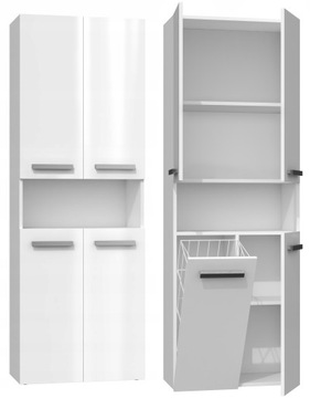 Белая колонна для ванной, GLOSS WHITE, вместительная, высокая, широкая тумба для ванной комнаты