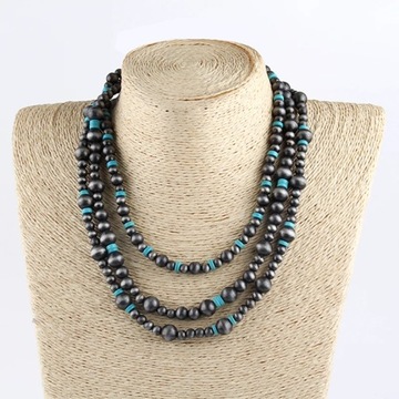 RH Fashion Bohemian Jewelry Accessory 3 Layer CCB Navajo Pearls Necklaces