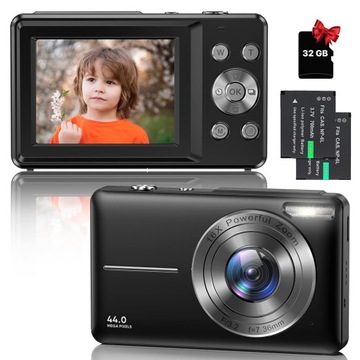 Цифровая камера HD 1080P 44MP 16X ZOOM 700 мАч 2xAKU CARD 32 ГБ