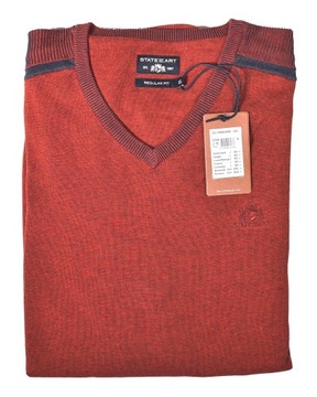 STATE OF ART sweter v-neck duży bawełna cienki 3XL