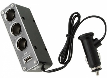 ROZDZIELACZ ROZGAŁĘŹNIK ZAPALNICZKI + USB 3WEJŚCIA