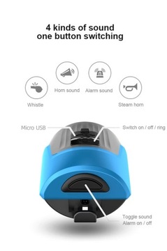 in 1 Bike Handlebar Electric Horn Anti Theft Alarm USB Charging High Decibe
