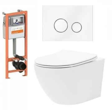 MISA WC RIMLESS POLSKI STELAŻ PRZYCISK SZKLANY