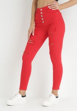 Born2Be Czerwone Jeansy damskie 34 Skinny