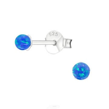 Srebrny kolczyk 925 kulka 3mm SZTUKA ciemno niebieski Opal