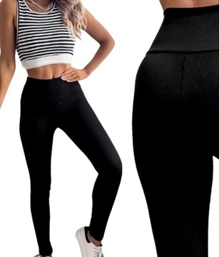 Damskie legginsy modelujące prążkowane wysoki stan bambusowe XL/XXL 35