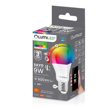 СВЕТОДИОДНАЯ ЛАМПА E27 9Вт RGB CCT + БЕЛАЯ WIFI TUYA SMART SMART APPLICATION
