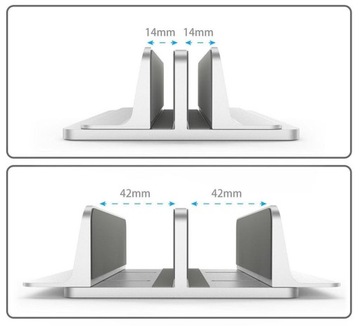 Podwójny Aluminiowy SREBRNY Stojak VAZIO Laptop MacBook 2 SLOTY (N17-2-S)