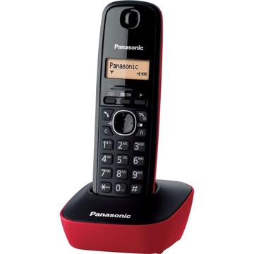 STACJONARNY TELEFON BEZPRZEWODOWY PANASONIC KX-TG1611 CZARNO-CZERWONY