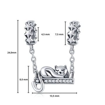 G010 Kot łańcuszek charms zawieszka srebro 925