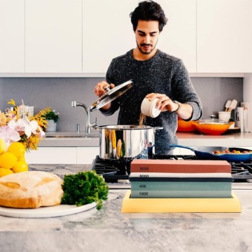 ВОДЯНОЙ КАМЕНЬ ДВУХСТОРОННЯЯ ТОЧИЛКА ДЛЯ ЗАТОЧКИ НОЖЕЙ 400 1000 3000 8000