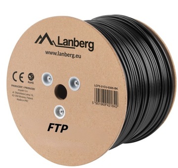 KABEL PRZEWÓD SIECIOWY LAN SKRĘTKA ZEWNĘTRZNY F/UTP KAT.5E CAT 50M LANBERG