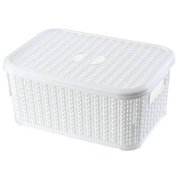 POJEMNIK PUDEŁKO Z POKRYWKĄ DO PRZECHOWYWANIA 6L KOSZYK ORGANIZER BOX BIAŁY