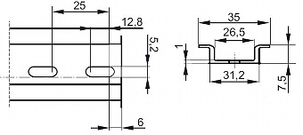 ПЕРФОРИРОВАННАЯ МОНТАЖНАЯ РЕЙКА TS-35