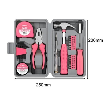 Набор бытовых инструментов, 24 шт., отвертка с коробкой для хранения, розовый