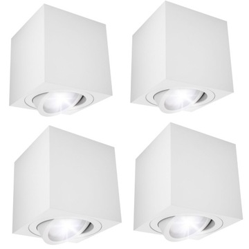 4x Oprawa natynkowa TUBA Halogenowa ruchoma GU10 LED 80x85 do pokoju biała