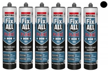 6x SOUDAL KLEJ ELASTYCZNY FIX ALL FIXALL FLEXI Czarny