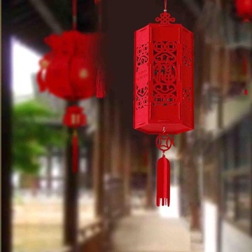 Ткань красного китайского фонарика не сплетенная выдалбливает удачливый стиль войлока б 3Д