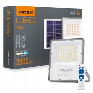 HALOGEN LED SOLARNY Z Pilotem Odporny Na Warunki Pogodowe Trwały 100W