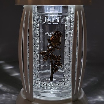 Солнечная могильная свеча Светодиодный солнечный фонарь Белая святыня Роза 25 см