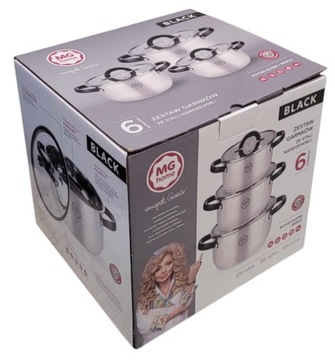 MG Home Black Zestaw garnków 6el Garnki + pokrywki
