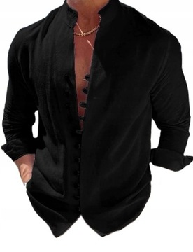 Męska koszula casual 1020-SKU08734 z długim rękawem, zwykła bawełna,