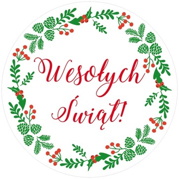 NAKLEJKI OZDOBNE ŚWIĄTECZNE WESOŁYCH ŚWIĄT x10 szt