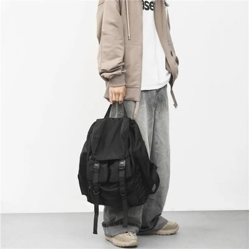 Jednoznaczne czarne plecaki męskie plecak Harajuku