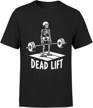 KOSZULKA NA SIŁOWNIE MĘSKA FITNESS Z NADRUKIEM MARTWY CIĄG SIŁOWNIA T-SHIRT