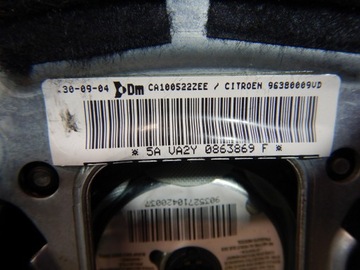 CITROEN C2 03-08 AIRBAG ULOŽENÍ ŘIDIČE GB 96380009VD