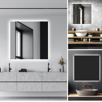 СВЕТОДИОДНОЕ ЗЕРКАЛО 80х80 см СВЕТОДИОДНАЯ КВАДРАТНАЯ ПОДСВЕТКА СОВРЕМЕННАЯ ФРЕЗИЯ