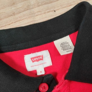 LEVI'S Koszulka Polo Męska Czerwona Logowana r. S