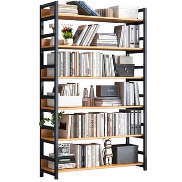 INDUSTRIALNY REGAŁ STOJĄCY RUSTYKALNY 6 PÓŁEK NA KSIĄŻKI DRABINKA 174 CM