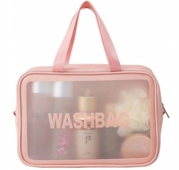 ВОДОНЕПРОНИЦАЕМАЯ ДОРОЖНАЯ СУМКА РОЗОВАЯ ПРОЗРАЧНАЯ WASHBAG XL