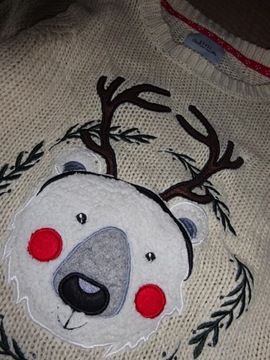 House sweterek świąteczny miś-renifer r.S