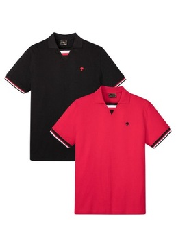 1Y1F09 BONPRIX SHIRT POLO 2 SZT CZARNY CZERWONY 68