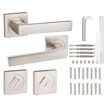 KLAMKA TAMBORA NIKIEL 100% ALUMINIUM SOLIDNA GAMAR ROZETA WC GRATIS KOMPLET