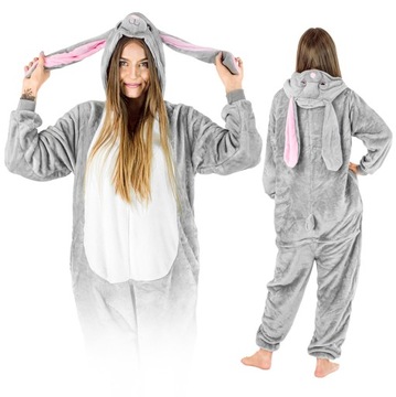 KOSTIUM KIGURUMI ONESIE JEDNOCZĘŚCIOWA PIŻAMA ŚWIĄTECZNA KRÓLIK CIEPŁA M