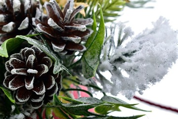 STROIK ŚWIĄTECZNY NA STÓŁ FLOWER BOX BOŻE NARODZENIE KOMPOZYCJA ŚWIERK GŁÓG