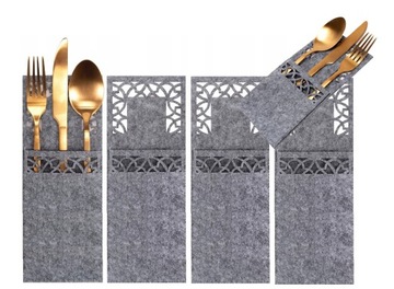 Рождественские чехлы для столовых приборов, серый футляр, 4 шт., Рождество для вечеринки