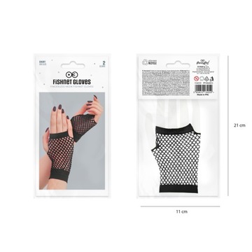 Rękawiczki z siatki bez palców czarne krótkie 11cm