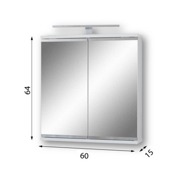 Szafka do łazienki 60cm, biała, z lustrem, LED