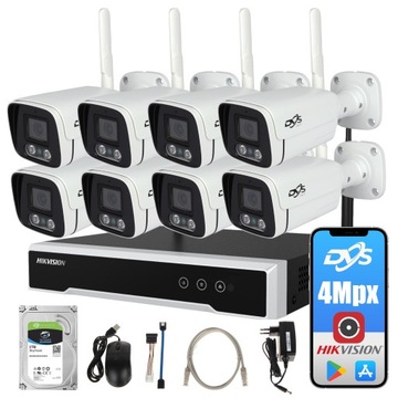 ZESTAW DO MONITORINGU 8 BEZPRZEWODOWYCH KAMER WIFI ZEWNĘTRZNE 4Mpx DVS