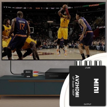 АДАПТЕР КОНВЕРТЕРА СИГНАЛОВ AV CHINCH RCA К HDMI FULL HD 1080P+ USB КАБЕЛЬ