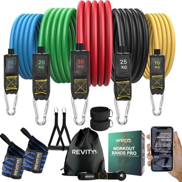 ZESTAW GUM DO ĆWICZEŃ WORKOUT BANDS PRO + STABILIZATORY NADGARSTKÓW 2 SZT.